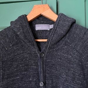 Vince Button Down Hood. Cashmere blend. Black.